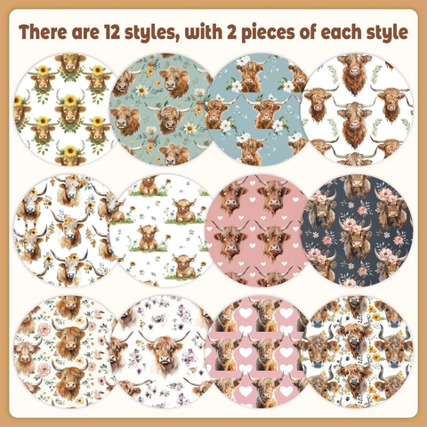 Aquarell Hochlandrind Blumen Scrapbooking Hintergrundpapier Doppelseitiges Offsetpapier Für DIY Handwerk Journaling Tagebuch