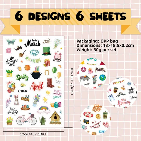 Watercolor Hand-Drawn Monthly Holiday Planner Stickers For Journaling Scrapbooking Decorative Stationery Labels For Notebook Diary