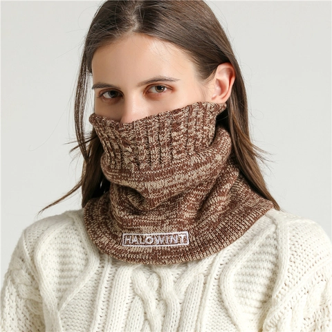 Scaldacollo In Maglia Foderato In Pile Poliestere Snood Inverno Esterno Caldo Trecce Ricamo Lettere Unisex Accessorio