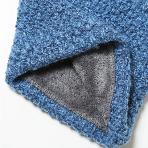 Knitted Neck Warmer Winter Scarf Fleece Lined Thick Warm Neck Gaiter For Men Women Infinity Scarf Solid Color