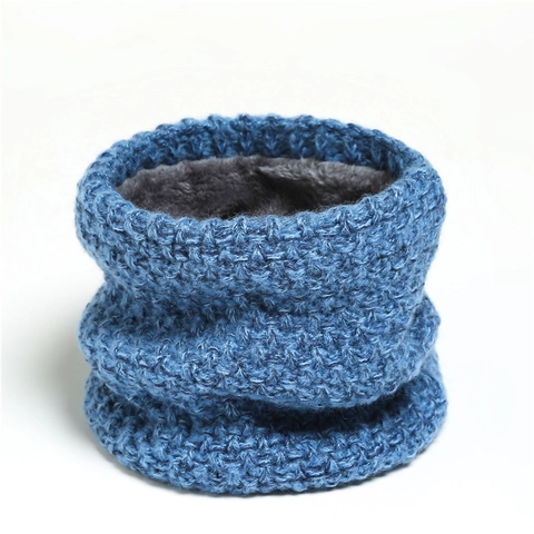 Knitted Neck Warmer Winter Scarf Fleece Lined Thick Warm Neck Gaiter For Men Women Infinity Scarf Solid Color