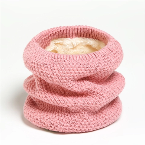 Calentador De Cuello Tejido Invierno Forro Polar Espesado Térmico Bufanda Snood Exterior Unisex Color Sólido Cálido