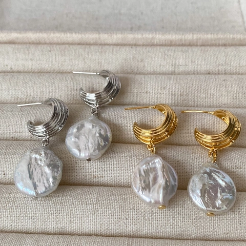 Boucles D Oreilles Pendantes Süßwasserperles Baroques Naturelles Vintage Français Crochet En Cuivre Forme Irrégulière Bijoux Femme