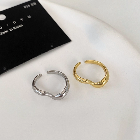 Unregelmäßiger Wellenring Für Damen Minimalistischer Glänzender Kupferring Verstellbarer Stapelbarer Fingerschmuck