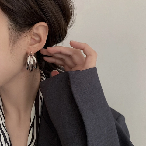 Mehrlagige Creolen Mit 925 Sterling Silber Ohrstecker Geometrische Vergoldete Vintage Schmuck Für Frauen