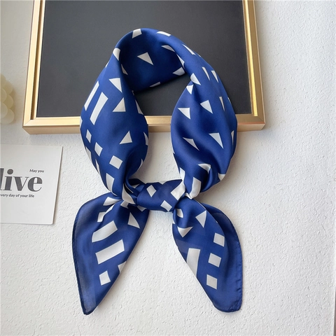 Sciarpa Quadrata in Raso con Motivo Geometrico per Donna Elegante Sciarpa in Seta Sintetica Fascia per Capelli Decorazione Borsa