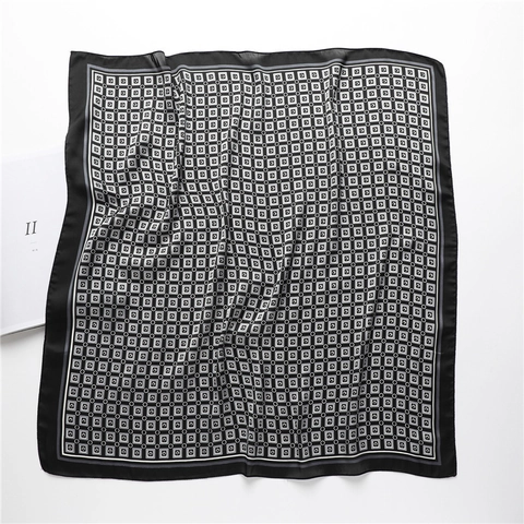 Square Scarf Geometric Print Imitation Satin Satin Neckerchief Fashion Head Wrap For Women Office Wear