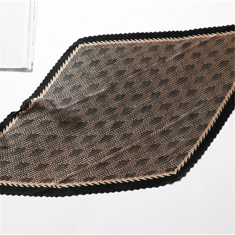 Houndstooth Pleated Square Scarf Faux Satin Neckerchief Office Fashion Geometric Print Lightweight Accessory For Women