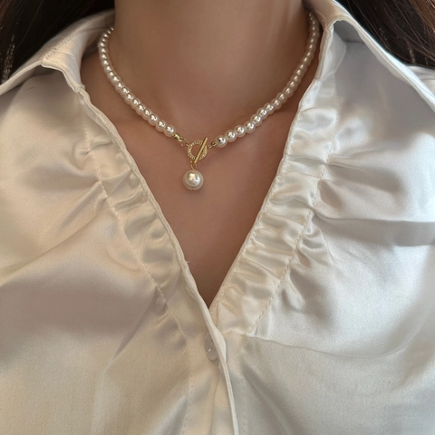Süßwasserperlen Halskette Kupfer Vergoldet OT Verschluss Micro Pave Zirkon Eleganter Anhänger Für Damen Schmuck