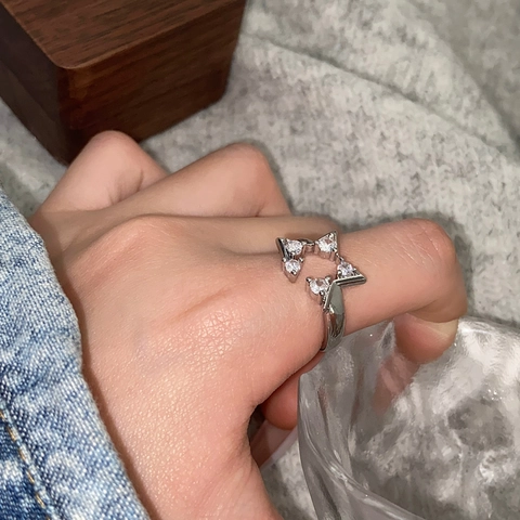 Hohl Stern Ring Kupfer Zirkonia Gold Silber Plattiert Verstellbar Offen Schmuck Minimalistisch Koreanisch Damen Geschenk