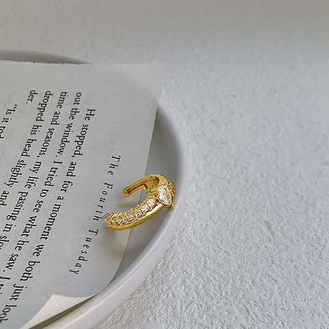 Tropfenschliff Zirkonia Kupfer Ring Vergoldet Doppelschicht Geometrisch Pavé Minimalistisch Verstellbarer Offener Ring