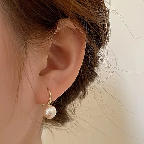 Cotton Artificial Pearl Drop Earrings Gold Plated Copper Retro Niche Style For Women Simple Elegant Hook Jewelry Accessories