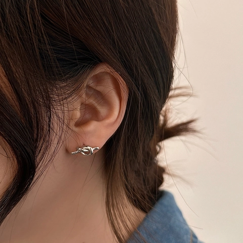 Minimalistische Knoten Ohrstecker Messing Vergoldet Mit 925 Sterling Silber Ohrringpfosten Schmuck Für Damen
