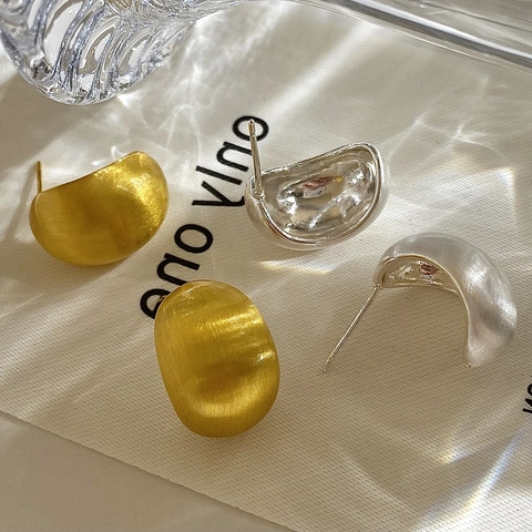 Minimalist Copper Stud Earrings Matte Brushed Irregular Bean Shape Women Chic Geometric Jewelry With Copper Earring Post