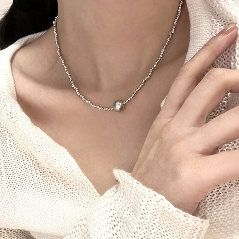 Collar Con Colgante De Perla Artificial Cuentas De Cobre Irregulares Cadena De Clavícula Joyería Minimalista Para Mujer Estilo Elegante