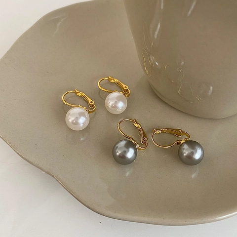 Französische Retro Künstliche Perlen Ohrhänger Elegante Kupfer Ohrringe Für Damen Minimalistischer Schmuck Stilvolle Accessoires