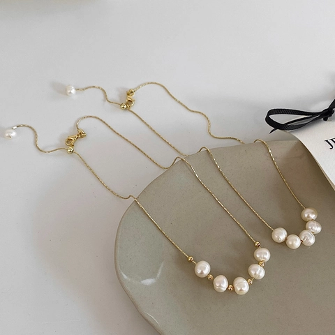 Collana Con Pendente Di Perle D'acqua Dolce Rame Placcato Oro Stile Francese Minimalista Girocollo Da Donna