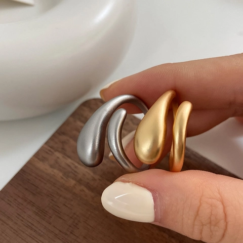 Irregular Fluid Liquid Metal Ring Matte Copper Adjustable Intertwined Finger Rings Minimalist Jewelry For Women