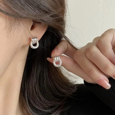 Orecchini A Cerchio Irregolari Da Donna Rame Placcato Oro Vero Forma A U Geometrico Vintage Testurizzato Gioielli Di Moda