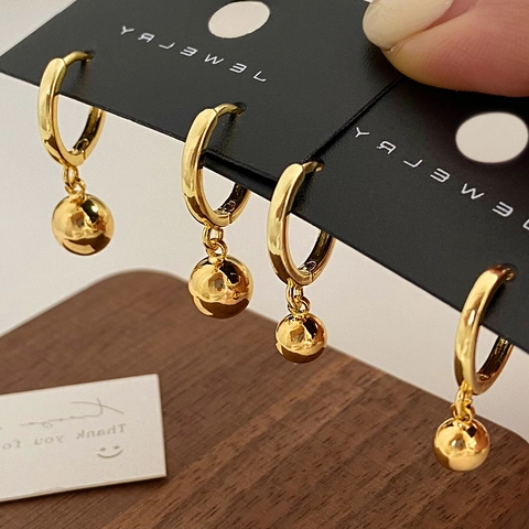 Orecchini A Cerchio Minimalisti Con Ciondolo A Sfera Per Donna Con Perno In Argent 925 Rame Placcato Oro Vero Accessorio Elegante