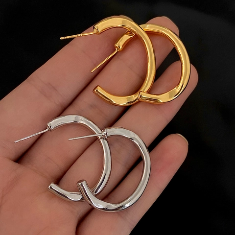 Irregular Twisted Hoop Earrings With 925 Sterling Silver Earring Post Molten Lava Texture Minimalist Vintage Chic For Women