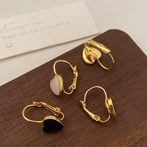 Elegante Herz Ohrhänger Für Damen Vergoldetes Messing Leverback Dangle Ohrringe Mit Emaille Marmor Textur Schmuck