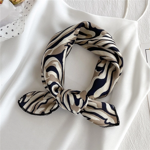 Women Elegant Satin Square Scarf Leopard Snake Animal Print Fashion Neck Head Hair Tie Bandana Foulard Accessory