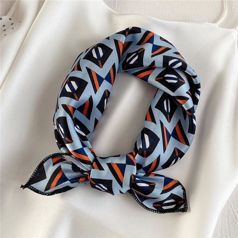 Satijnen Vierkante Sjaal KunstSatijn Geometrische Print Lichtgewicht Halstuch Elegant Glad Modeaccessoire Voor Dames