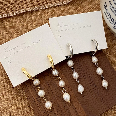 Baroque Süßwasserperlen Tropfen Ohrringe Kupfer Quaste Elegant Lange Lineare Schmuck Für Frauen