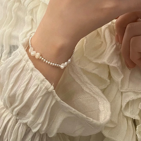 Collana Bracciale Perle Acqua Dolce Naturali Barocche Perline Metallo Oro Argento Pendente Cuore Gioielli Eleganti