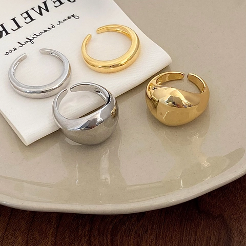 Minimalist Smooth Dome Open Ring High Polish Copper With Real Gold Plated Geometric Niche Style For Men Women