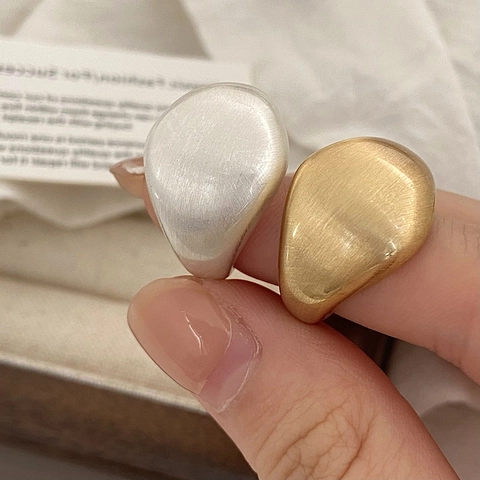 Minimalist Brushed Copper Ring Gold Silver Plated Wide Matte Adjustable Open Finger Ring Elegant Jewelry For Women Men