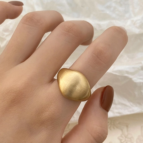 Minimalist Brushed Copper Ring Gold Silver Plated Wide Matte Adjustable Open Finger Ring Elegant Jewelry For Women Men