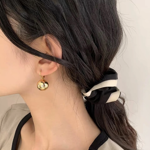 Metall Kugel Ohrhänger Hochglanzpoliert Sphärisch Minimalistisch Klappbügel Schmuck Gold Silber Ton Damen Accessoire