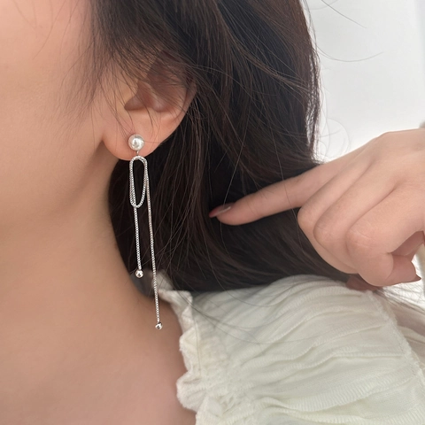 Elegante Lange Kwastjes Oorbellen Voor Dames Met Koperen Ketting En Kunstparel Studs Stijlvolle Sieraden