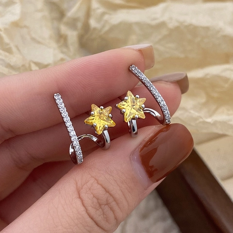 Star Stud Earrings Copper Brass With Cubic Zirconia Dainty Exquisite Star Shape Jewelry For Women Girls Elegant Gift