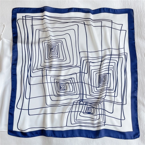 Foulard Quadrato Donna In Raso Di Raso Sintetica Sciarpa Stampa Geometrica Leggera Elegante Minimalista Accessorio Moda