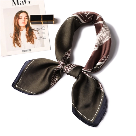 Retro Equestrian Horse Print Square Scarf Imitation Satin Satin Soft Smooth Elegant Neck Wrap For Women