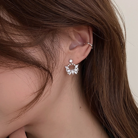 Orecchini A Lobo Cluster A Forma Di Ventaglio Con Zirconi Taglio Marquise Con Perno In Rame Gioielli Eleganti Per Donna