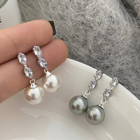 Orecchini Pendenti Perla Artificial Zircone Marquise Con Perno In Argento Sterling 925 Gioielli In Rame Eleganti Donna