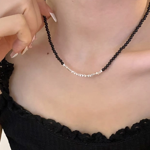 Collier Et Bracelet En Perles De Pierre Naturelle Style Argent Cassé En Cuivre Minimaliste Chaîne De Clavicule Bijoux Femmes