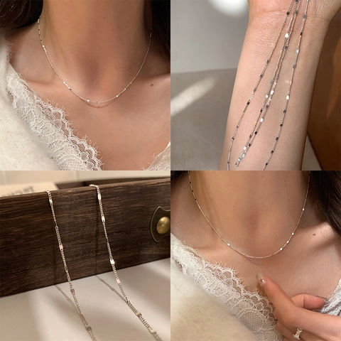 Dainty Copper Real Gold Plated Necklace For Women Minimalist Small Round Disc Clavicle Chain Choker Elegant Jewelry