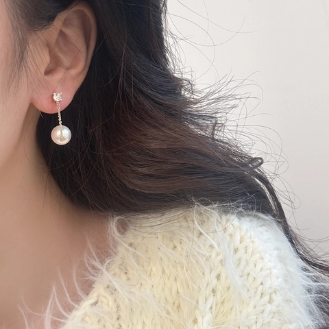 Elegant Artificial Pearl Drop Earrings Long Tassel Chain With Zircon Copper Jewelry For Women Gift