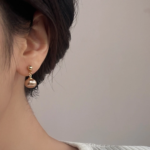 Pendientes De Perlas Artificiales Vintage Franceses Con Poste De Plata De Ley 925 Baño De Oro Joyería Elegante Para Mujer