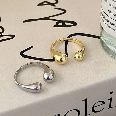 Minimalist Geometric Line Cross And Sphere Open Adjustable Ring Copper Gold Silver Plated Jewelry For Women Men