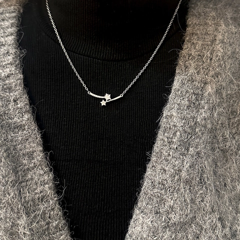 Stern Herz Anhänger Halskette Kupfer Zirkonia Eingelegt Einfach Leicht Luxus Schlüsselbein Kette Schmuck Für Damen Geschenk