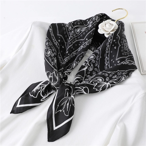 Elegant Square Scarf Imitation Satin Satin Paisley Floral Print Neck Hair Head Decorative For Women Vintage Smooth