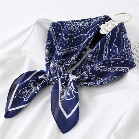 Elegant Square Scarf Imitation Satin Satin Paisley Floral Print Neck Hair Head Decorative For Women Vintage Smooth