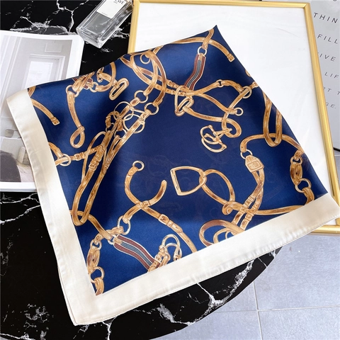 Quadratisches Satinntuch Kopftuch Halstuch ImitationsSatin Polyester Kette Reitsport Druck Retro Dekoratives Damen Wrap
