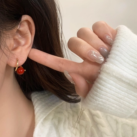 Hoop Dangle Earrings For Women Copper Alloy Round Bead Faux Artificial Pearl Geometric U Shape Minimalist Vintage Korean Style